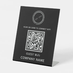 Wifi QR-Codekennwort und Netzwerkname Schwarz Sockelschild