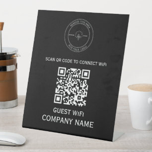 Wifi QR-Codekennwort und Netzwerkname Schwarz Sockelschild
