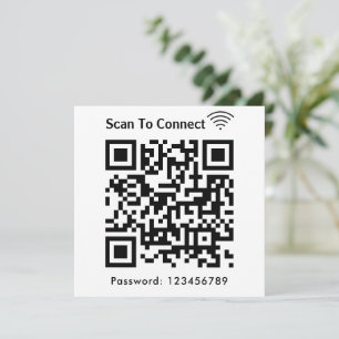 WiFi-Scan zum Verbinden von Kennwort-Qr-Code weiß Einladung