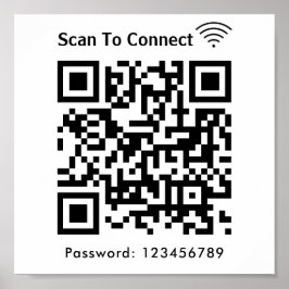 WiFi-Scan zum Verbinden von Kennwort-Qr-Code weiß Poster