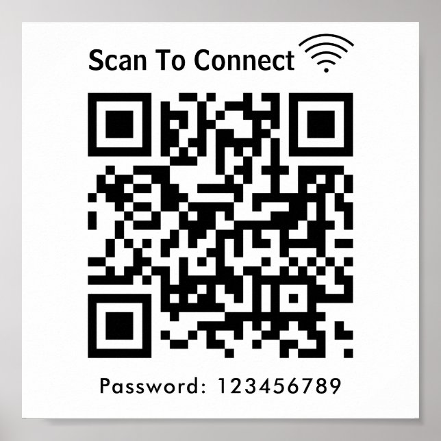 WiFi-Scan zum Verbinden von Kennwort-Qr-Code weiß Poster (Vorne)