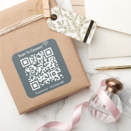 WiFi-Scan zur Verbindung von Kennwort-Qr-Code-Mari Quadratischer Aufkleber
