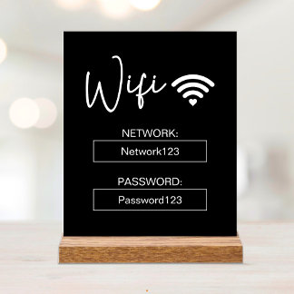 Wifi-Signatur für das Wifi-Kennwort Schwarz - Akry Acrylschild
