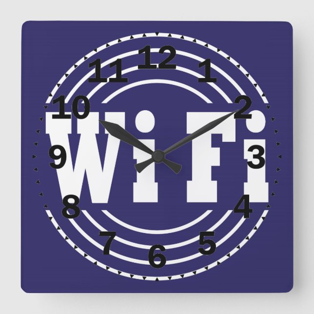 WiFi-Zeichen Quadratische Wanduhr (Vorderseite)