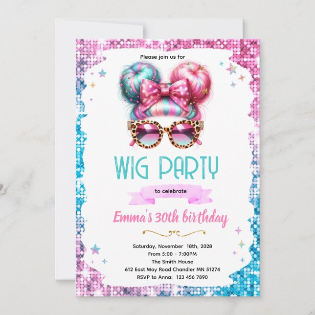 Wig party invitation  einladung (Vorderseite)