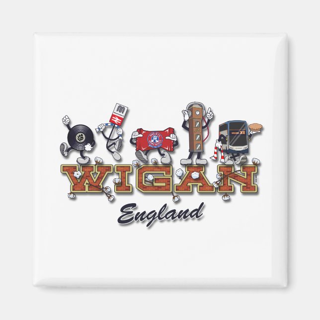 Wigan-Cartoon-Figuren Magnet (Vorne)