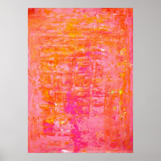 'Wiggle' Pink und Orange Abstrakt Art Poster Print (Vorne)