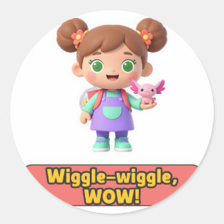 Wiggle Wow Lustiger Kinderaufkleber Runder Aufkleber