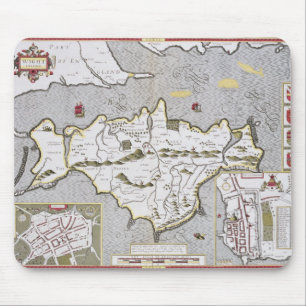 Wight-Insel, graviert von Jodocus Hondius Mousepad