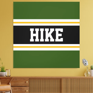 WIKE Fun Forest Green Schwarz-weiß Gelbe Streifen Leinwanddruck
