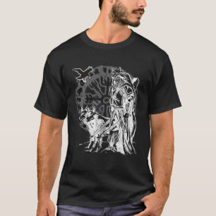 Wiking Berserker Vintage Keltische Rune Rabe Wolf T-Shirt