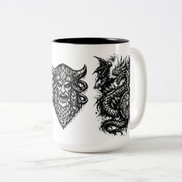 Wiking, Drache und Schildmaid – nordische mythisch Zweifarbige Tasse