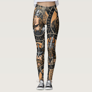 Wiking-Krieger: Farbige Vintage-Muster Leggings