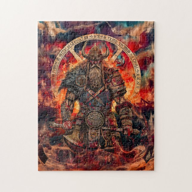 Wiking-Krieger in Asgard mit Göttern Puzzle (Vertikal)