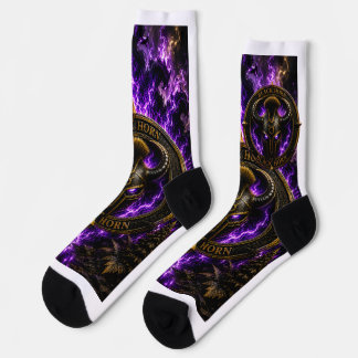 Wiking Nordisch Violett und Schwarz – Design Socken