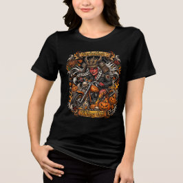 Wiking-Oni-Biker-Girl-Halloween,Samurai-Motorrad Tri-Blend Shirt
