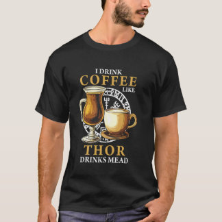 Wiking Thor Nordgott Kaffee Trinken Humor Blitz T-Shirt
