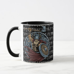 Wiking Valhalla Krieger Hintergrund Runen Tasse