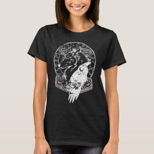 Wiking Wolf Rabe Hammer Vegvisir T-Shirt