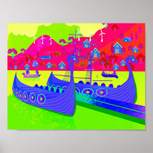 Wikingboote Norwegen Poster