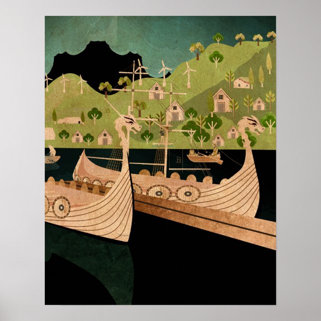 Wikingboote Norwegen Poster (Vorne)