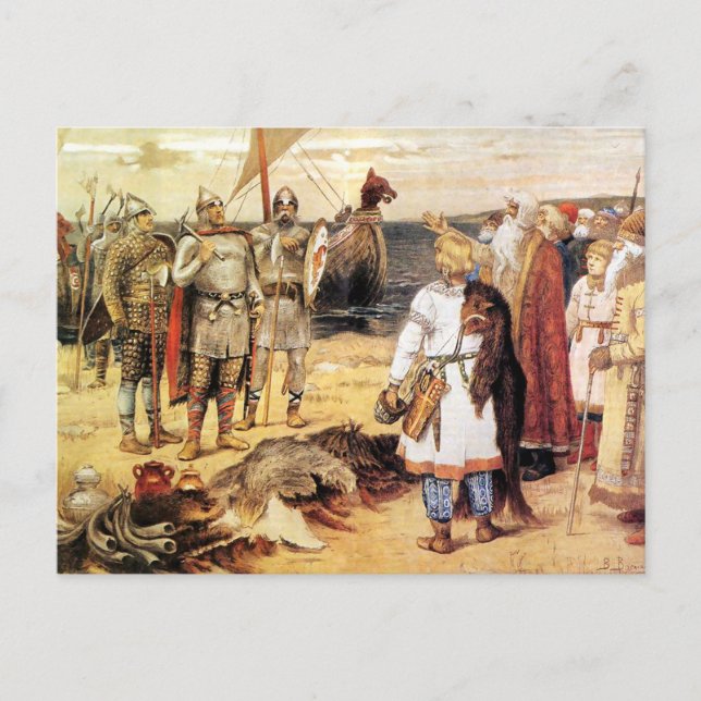 Wikinger an der Küste Postkarte (Vorderseite)