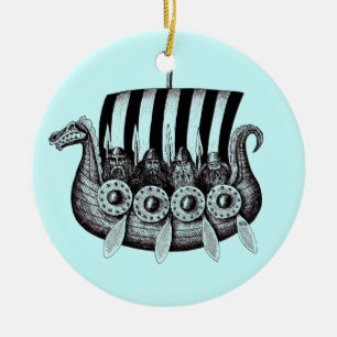 Wikinger Drekar im Keramik Ornament