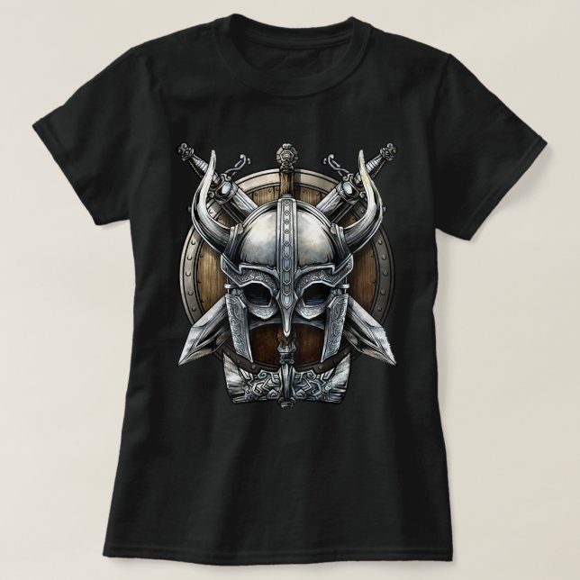 Wikinger-Helm-Waffe T-Shirt (Design vorne)