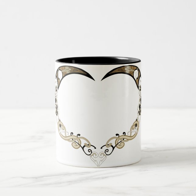 Wikinger-Herz-Tasse Zweifarbige Tasse (Mittel)