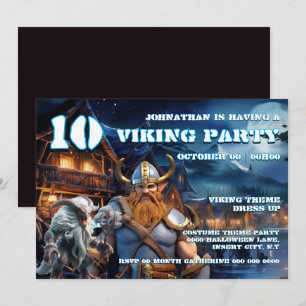 Wikinger Krieger Geburtstagsjungen Fantasy-Thema Einladung
