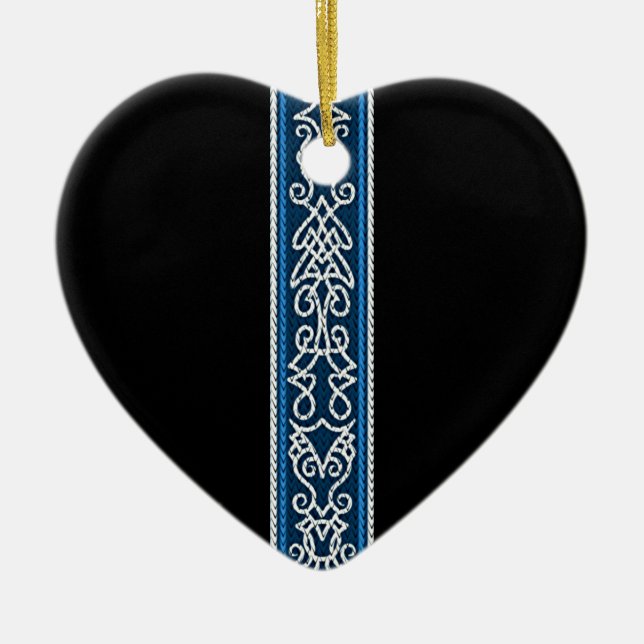 Wikinger Muster Blau Keramik Ornament (Vorne)