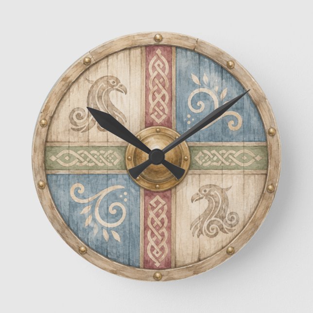 Wikinger-Schiff-Baby-Kinderzimmer Runde Wanduhr (Vorderseite)
