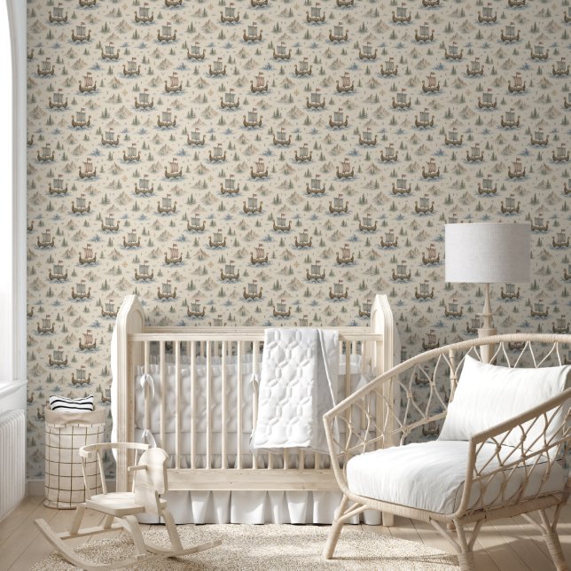 Wikinger-Schiff-Baby-Kinderzimmer Tapete (Kinder)