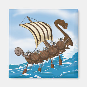 Wikinger-Schiffs-Cartoon Magnet