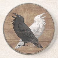Wikinger-Schild-Untersetzer - Odins Raben