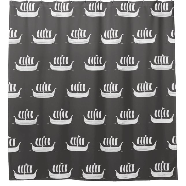 Wikingerboot mit Sonderfarbe Duschvorhang (Vorderseite)