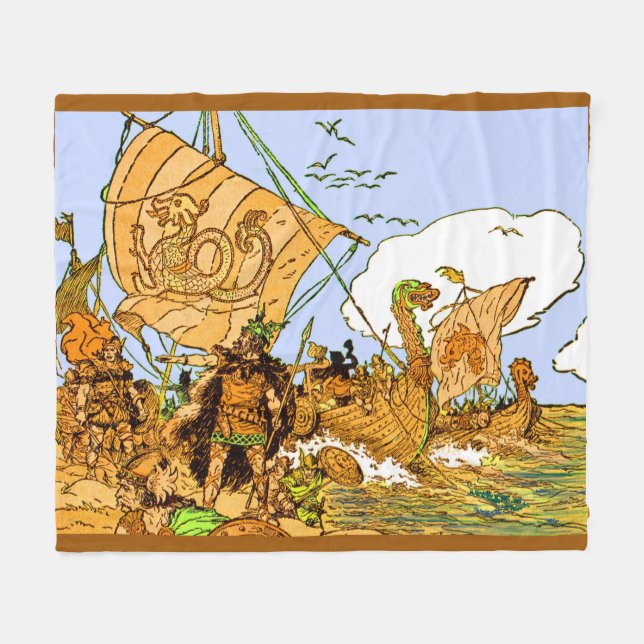 Wikingerdruck Fleecedecke (Vorderseite (Horizontal))