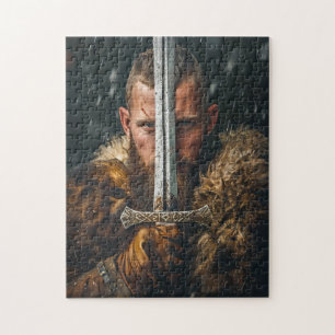 Wikingerkrieger in authentischer Kleidung Puzzle