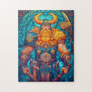 Wikingerkrieger mit Axt Nordische Mythologie Comic Puzzle