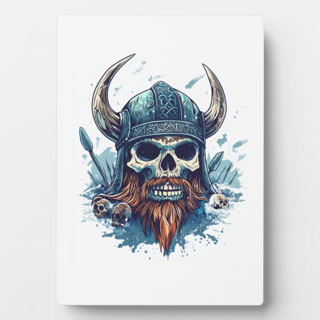 Wikingerschädel Berserker Fotoplatte (Vorderseite)