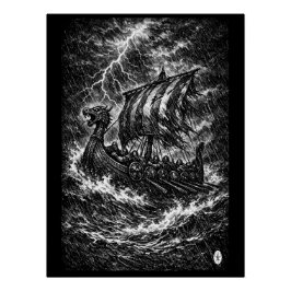 Wikingerschiff im Sturm — Ink Saga Art Poster