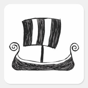 Wikingerschiff Quadratischer Aufkleber