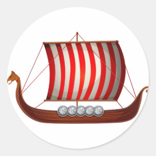 Wikingerschiff Runder Aufkleber