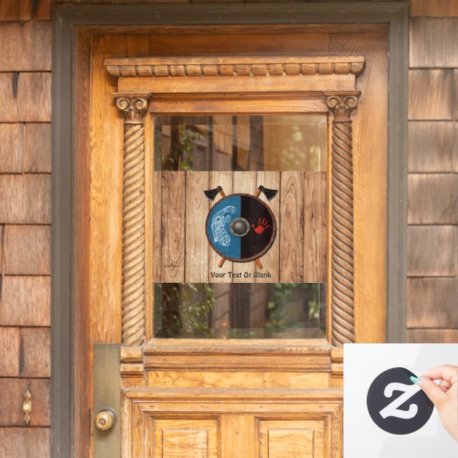 Wikingerschild und Äxte Fensteraufkleber (Haustür)