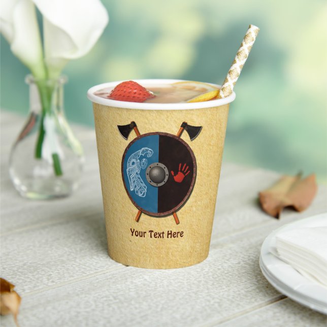 Wikingerschild und Äxte Pappbecher (In Situ)