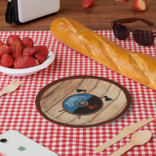 Wikingerschild und Äxte Pappteller (Picknick)