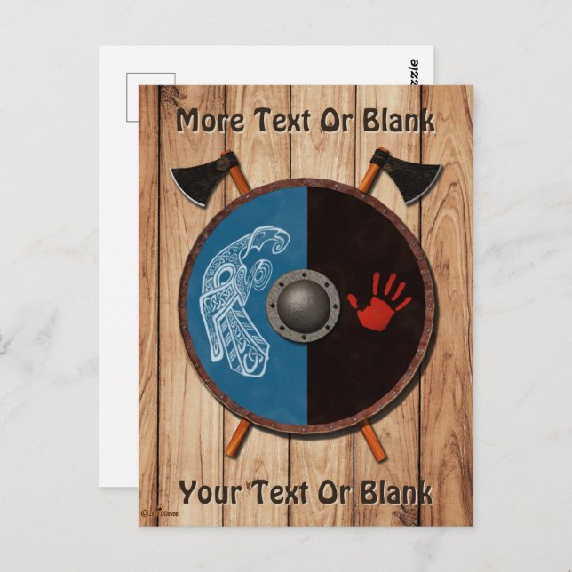 Wikingerschild und Äxte Postkarte (Vorne/Hinten)