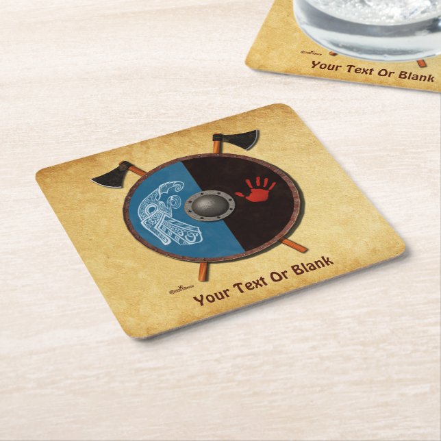 Wikingerschild und Äxte Rechteckiger Pappuntersetzer (angewinkelt)