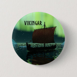 Wikingschiff und Nordlichter Button