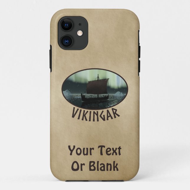 Wikingschiff und Nordlichter Case-Mate iPhone Hülle (Rückseite)